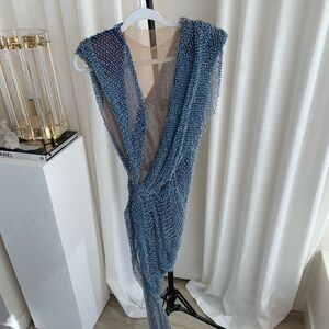 Blue Draped Maxi Dress